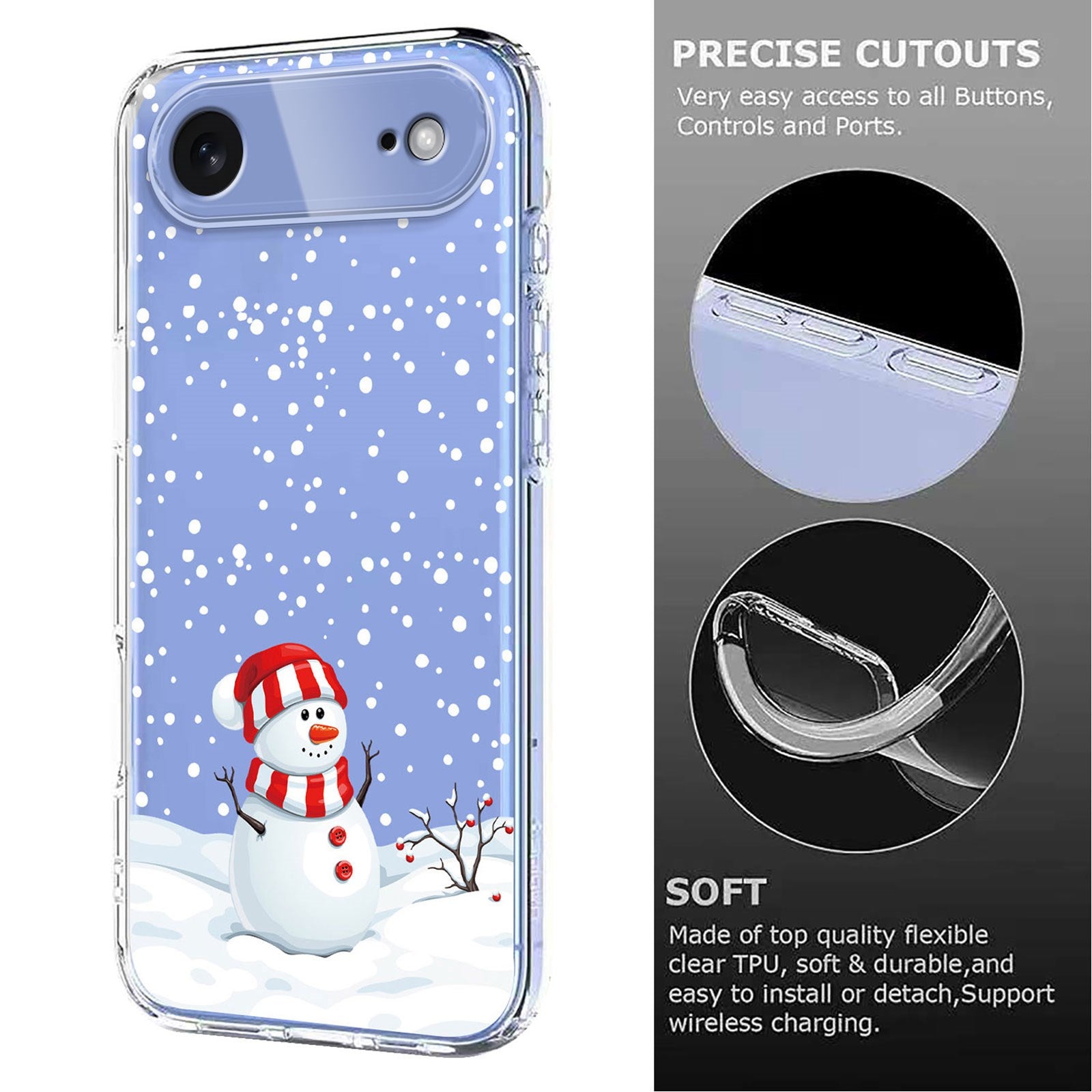 EIDERWOOD iPhone Air Fleksibelt Plastik Julecover m. Motiv - Gennemsigtig / Snemand