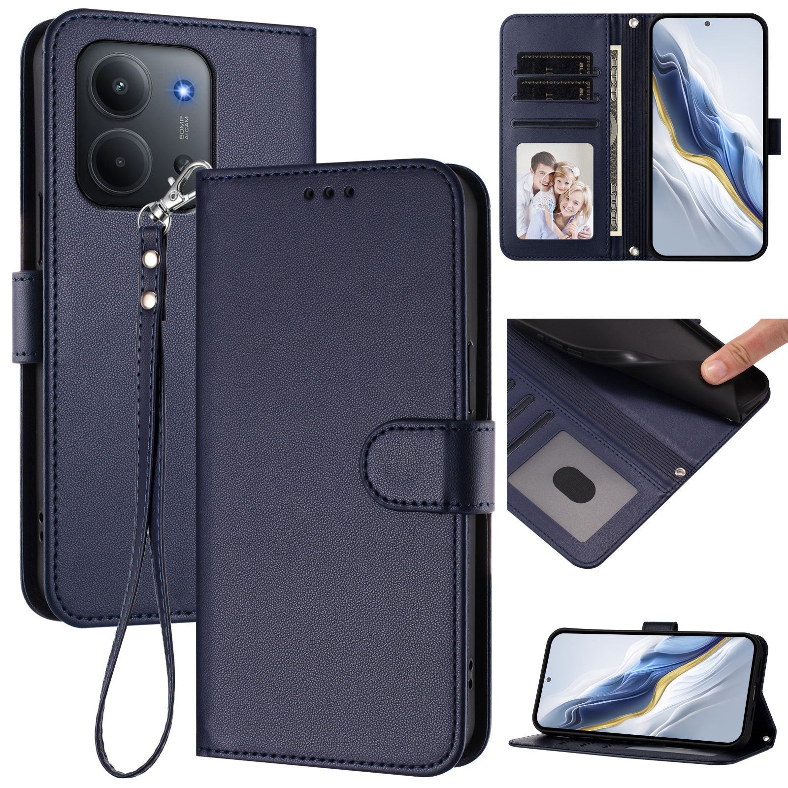 Xiaomi Redmi 15C (5G) / (4G) EIDERWOOD Flipcover m. Kortholder & Ståfunktion - Blå