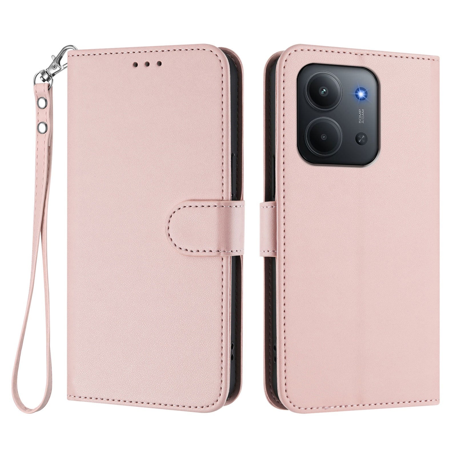 Xiaomi Redmi 15C (5G) / (4G) EIDERWOOD Flipcover m. Kortholder & Ståfunktion - Lyserød