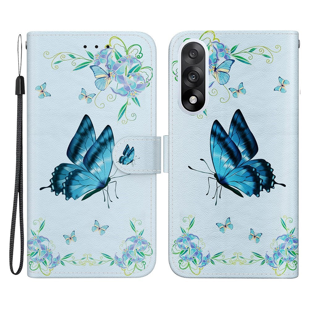 EIDERWOOD OnePlus Nord 5 Kunstlæder Flip Cover m. Kortholder & Strop - Blå Sommerfugl