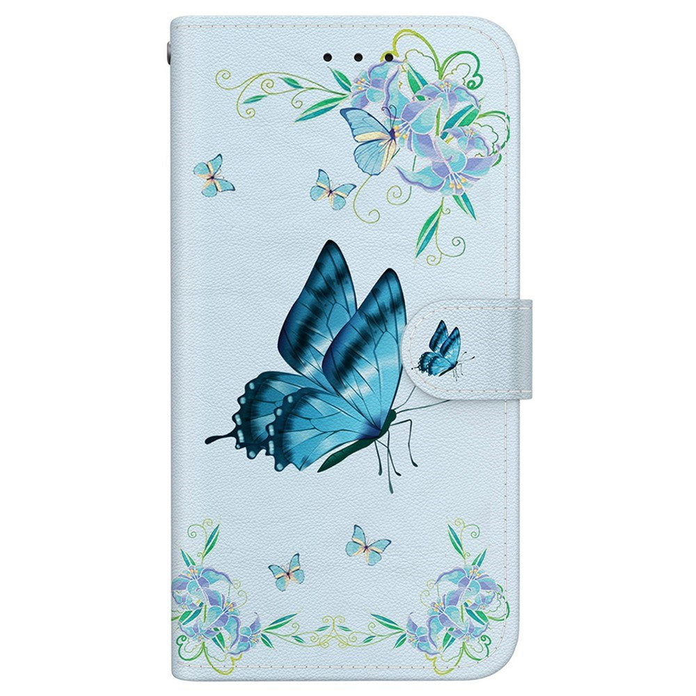 EIDERWOOD OnePlus Nord 5 Kunstlæder Flip Cover m. Kortholder & Strop - Blå Sommerfugl