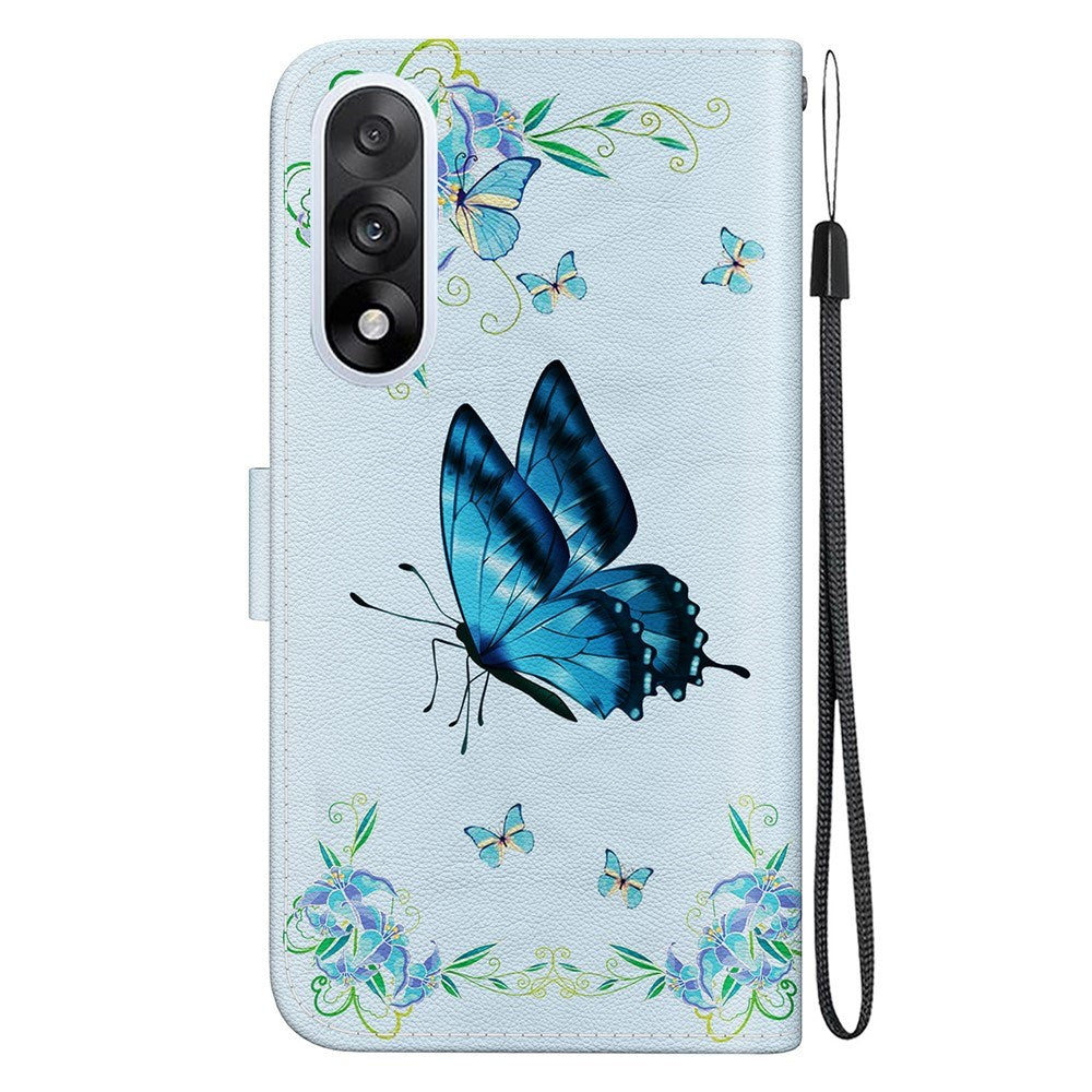 EIDERWOOD OnePlus Nord 5 Kunstlæder Flip Cover m. Kortholder & Strop - Blå Sommerfugl
