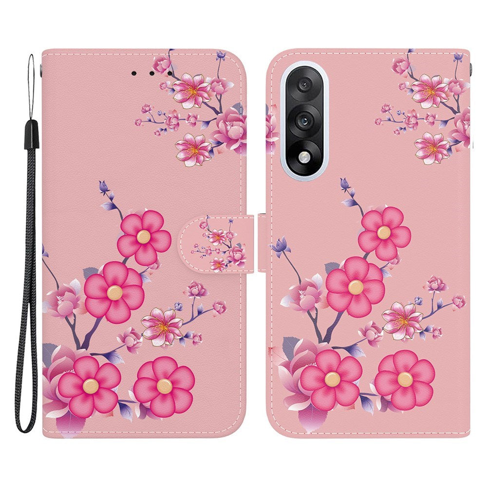 EIDERWOOD OnePlus Nord 5 Kunstlæder Flip Cover m. Kortholder & Strop - Lyserøde Blomster