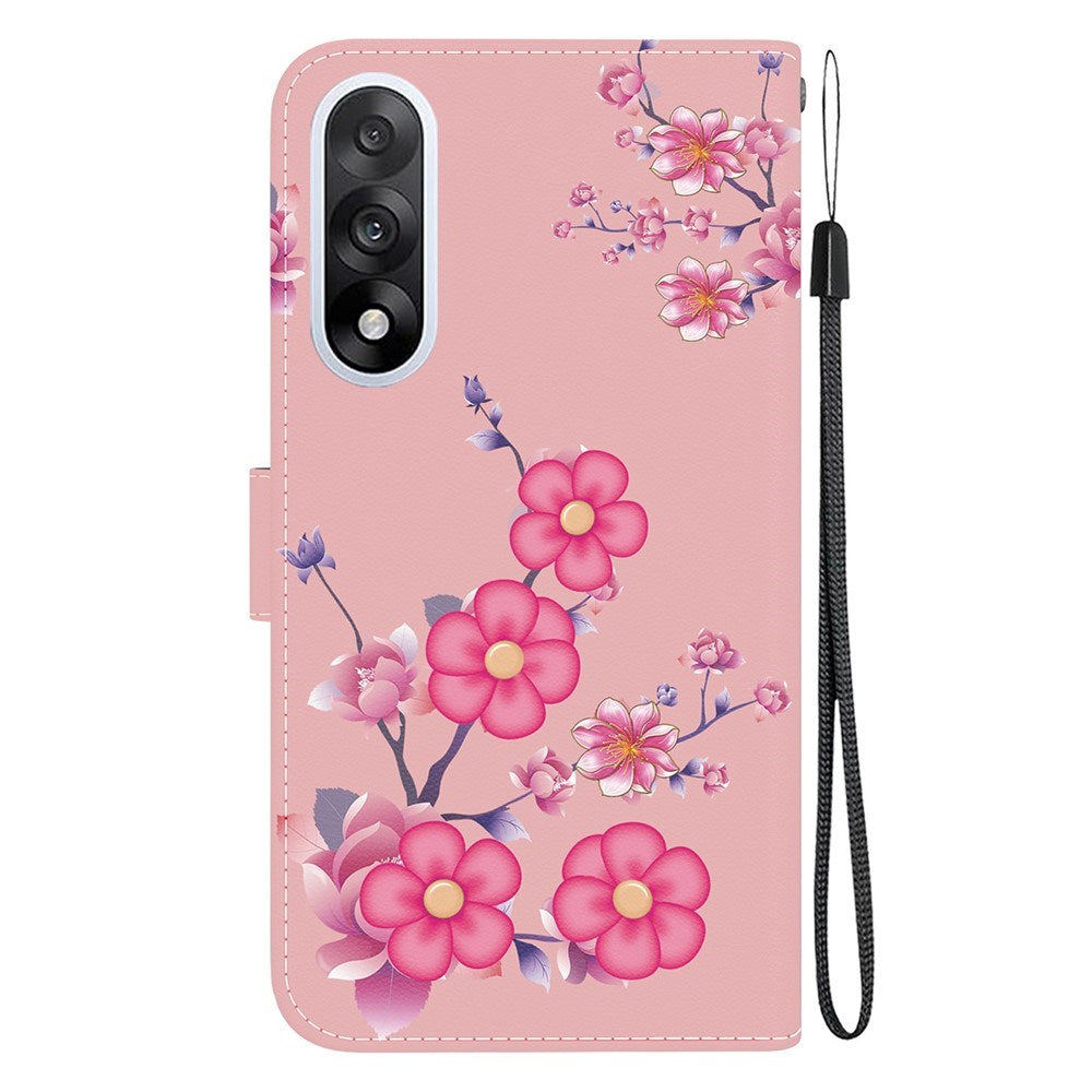 EIDERWOOD OnePlus Nord 5 Kunstlæder Flip Cover m. Kortholder & Strop - Lyserøde Blomster