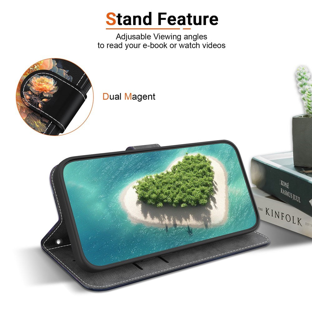 EIDERWOOD OnePlus Nord 5 Kunstlæder Flip Cover m. Kortholder & Strop - Guld Pæon
