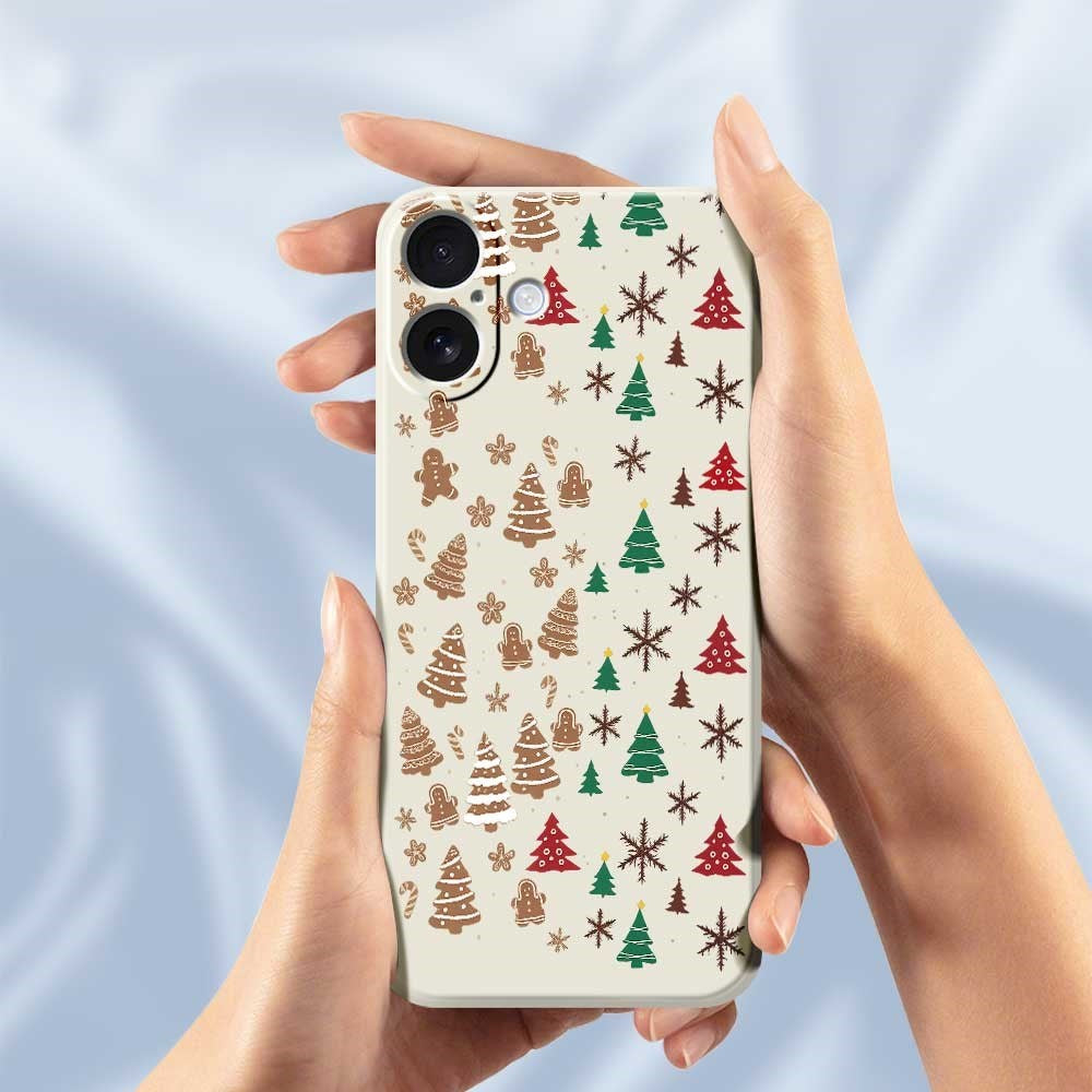 EIDERWOOD iPhone 17 Jule Cover - Fleksibelt Plastik - Kagemænd & Juletræer / Beige