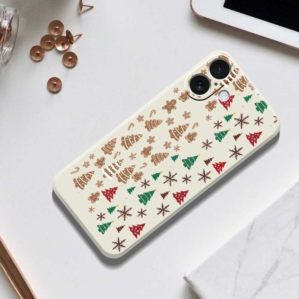 EIDERWOOD iPhone 17 Jule Cover - Fleksibelt Plastik - Kagemænd & Juletræer / Beige