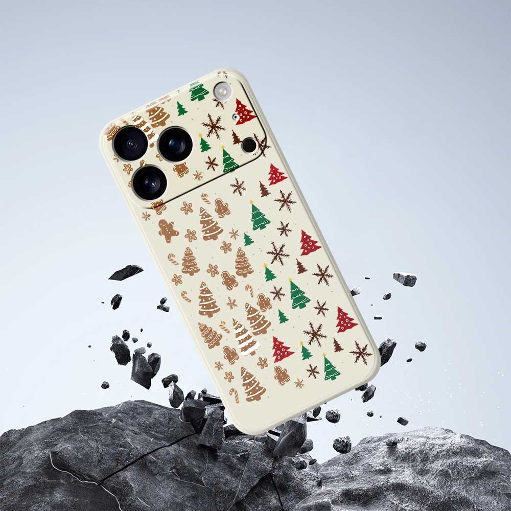 EIDERWOOD iPhone 17 Pro Jule Cover - Fleksibelt Plastik - Kagemænd & Juletræer / Lilla
