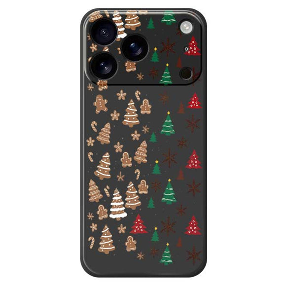 EIDERWOOD iPhone 17 Pro Jule Cover - Fleksibelt Plastik - Kagemænd & Juletræer / Sort