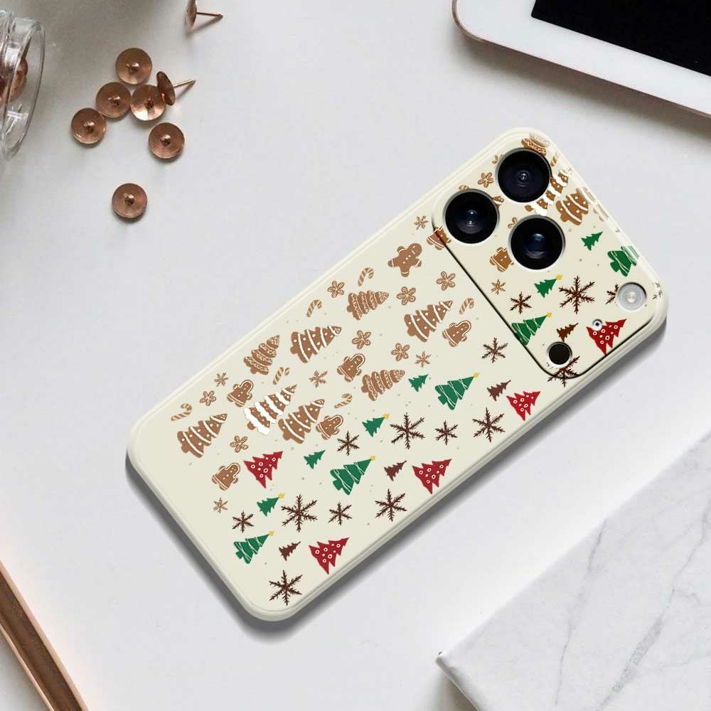 EIDERWOOD iPhone 17 Pro Max Jule Cover - Fleksibelt Plastik - Kagemænd & Juletræer / Grøn