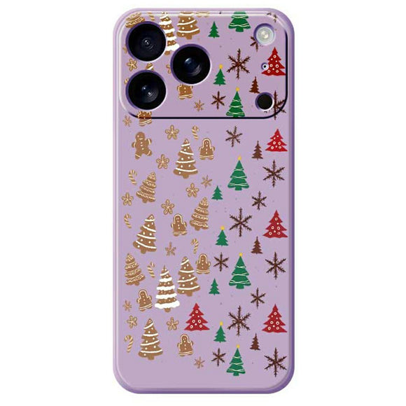 EIDERWOOD iPhone 17 Pro Max Jule Cover - Fleksibelt Plastik - Kagemænd & Juletræer / Lilla