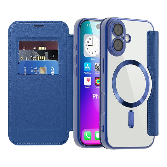 EIDERWOOD iPhone 17 Flipcover m. Gennemsigtig Bagside - MagSafe Kompatibel - Mørkeblå