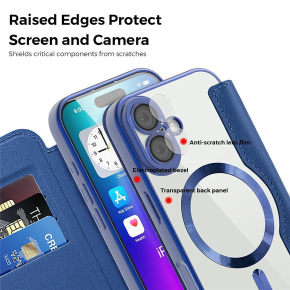 EIDERWOOD iPhone 17 Flipcover m. Gennemsigtig Bagside - MagSafe Kompatibel - Mørkeblå