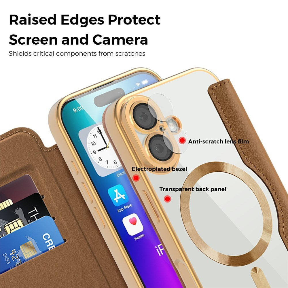 EIDERWOOD iPhone 17 Flipcover m. Gennemsigtig Bagside - MagSafe Kompatibel - Brun