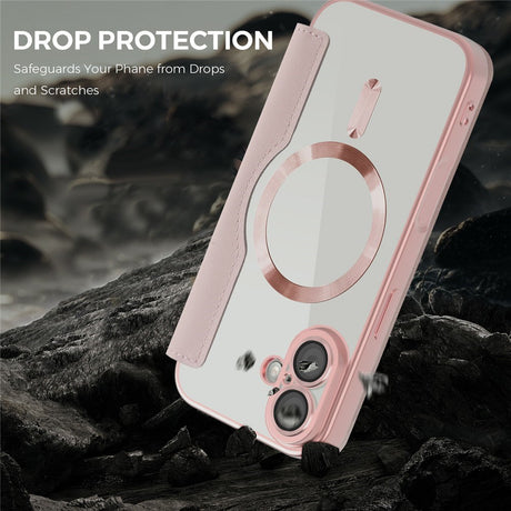 EIDERWOOD iPhone 17 Flipcover m. Gennemsigtig Bagside - MagSafe Kompatibel - Lyserød