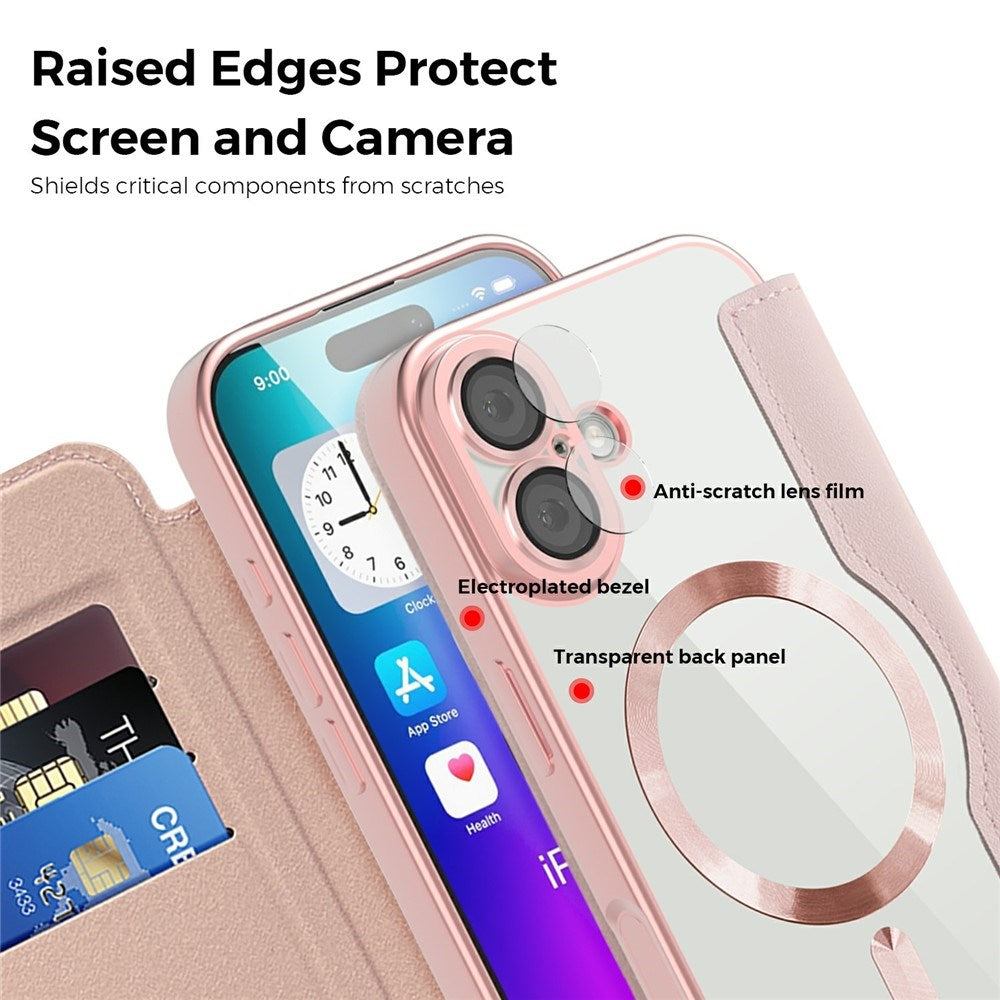 EIDERWOOD iPhone 17 Flipcover m. Gennemsigtig Bagside - MagSafe Kompatibel - Lyserød