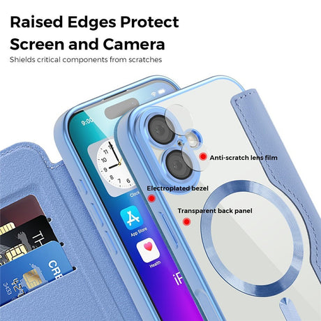 EIDERWOOD iPhone 17 Flipcover m. Gennemsigtig Bagside - MagSafe Kompatibel - Lyseblå