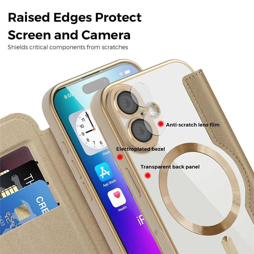 EIDERWOOD iPhone 17 Flipcover m. Gennemsigtig Bagside - MagSafe Kompatibel - Guld