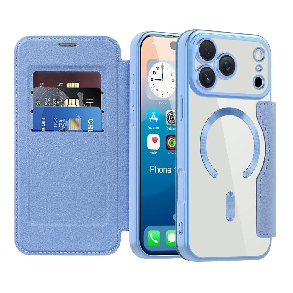 EIDERWOOD iPhone 17 Pro Flipcover m. Gennemsigtig Bagside - MagSafe Kompatibel - Lyseblå