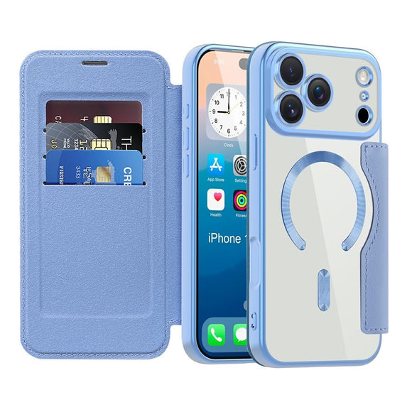 EIDERWOOD iPhone 17 Pro Flipcover m. Gennemsigtig Bagside - MagSafe Kompatibel - Lyseblå