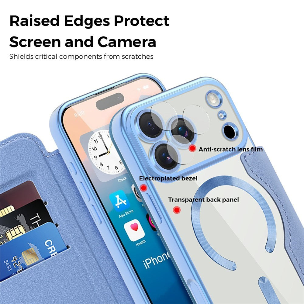 EIDERWOOD iPhone 17 Pro Flipcover m. Gennemsigtig Bagside - MagSafe Kompatibel - Lyseblå
