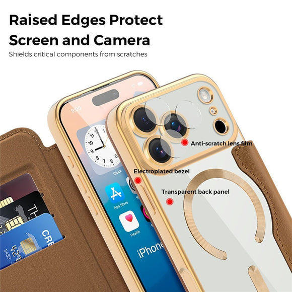 EIDERWOOD iPhone 17 Pro Flipcover m. Gennemsigtig Bagside - MagSafe Kompatibel - Brun