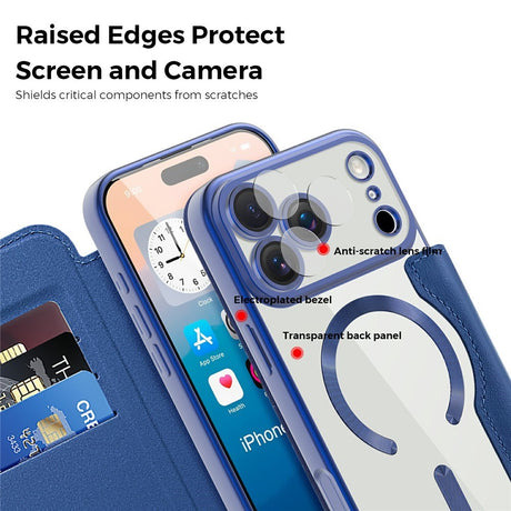 EIDERWOOD iPhone 17 Pro Flipcover m. Gennemsigtig Bagside - MagSafe Kompatibel - Mørkeblå