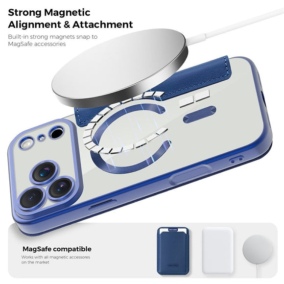 EIDERWOOD iPhone 17 Pro Flipcover m. Gennemsigtig Bagside - MagSafe Kompatibel - Mørkeblå