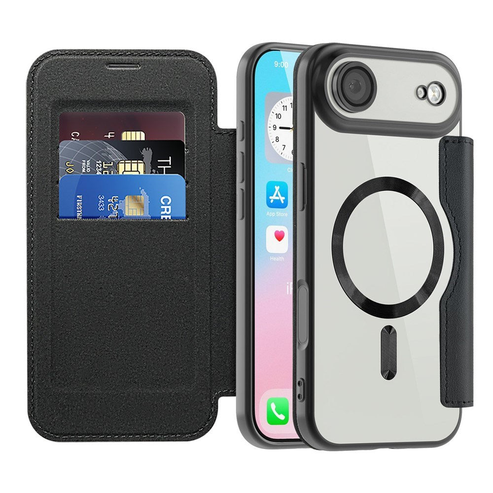 EIDERWOOD iPhone Air Flipcover m. Gennemsigtig Bagside - MagSafe Kompatibel - Sort