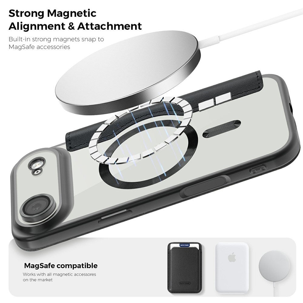 EIDERWOOD iPhone Air Flipcover m. Gennemsigtig Bagside - MagSafe Kompatibel - Sort