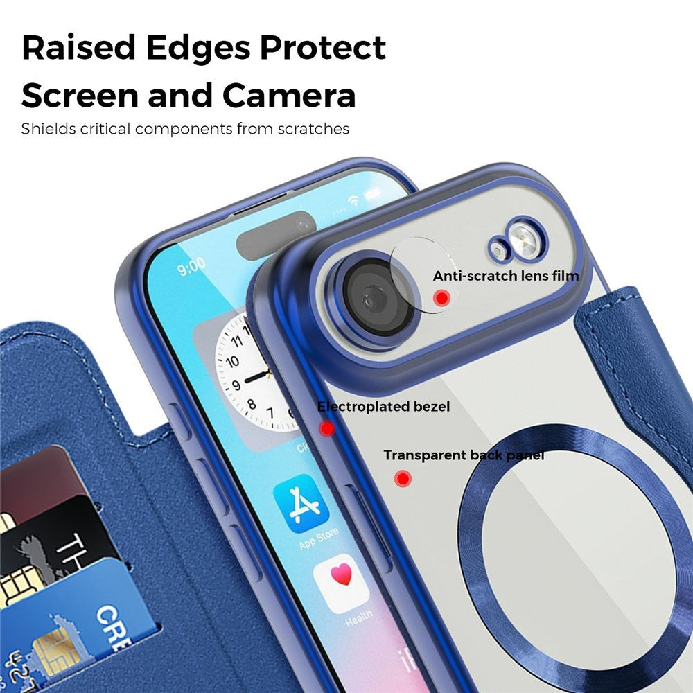 EIDERWOOD iPhone Air Flipcover m. Gennemsigtig Bagside - MagSafe Kompatibel - Mørkeblå
