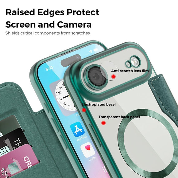 EIDERWOOD iPhone Air Flipcover m. Gennemsigtig Bagside - MagSafe Kompatibel - Grøn