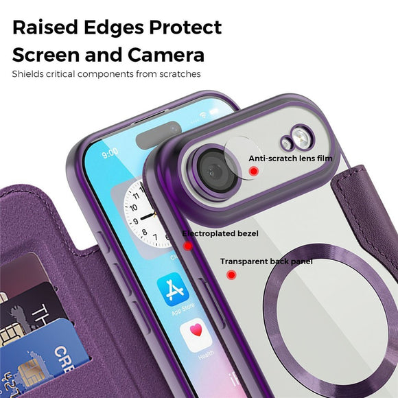 EIDERWOOD iPhone Air Flipcover m. Gennemsigtig Bagside - MagSafe Kompatibel - Lilla