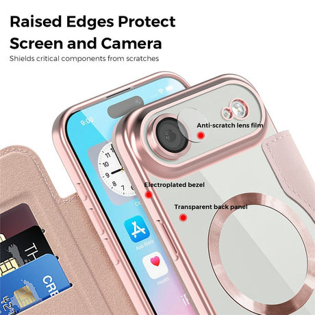 EIDERWOOD iPhone Air Flipcover m. Gennemsigtig Bagside - MagSafe Kompatibel - Lyserød