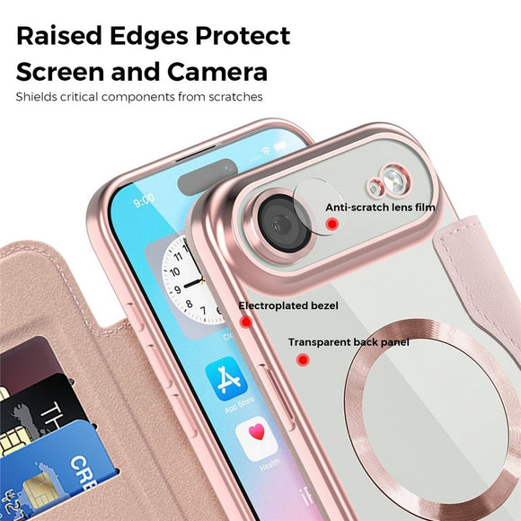 EIDERWOOD iPhone Air Flipcover m. Gennemsigtig Bagside - MagSafe Kompatibel - Lyserød