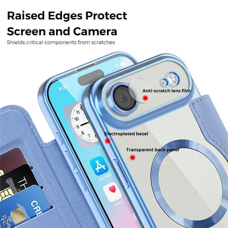 EIDERWOOD iPhone Air Flipcover m. Gennemsigtig Bagside - MagSafe Kompatibel - Lyseblå
