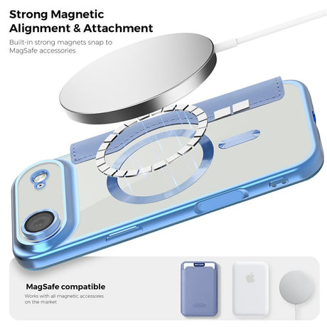 EIDERWOOD iPhone Air Flipcover m. Gennemsigtig Bagside - MagSafe Kompatibel - Lyseblå