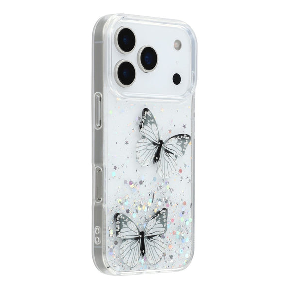 EIDERWOOD iPhone 17 Pro Fleksibelt Plastik Cover m. Sommerfugle - Gennemsigtig