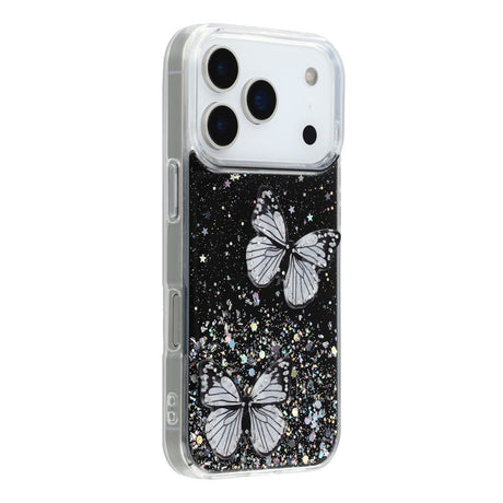 EIDERWOOD iPhone 17 Pro Fleksibelt Plastik Cover m. Sommerfugle - Gennemsigtig / Sort