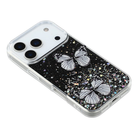 EIDERWOOD iPhone 17 Pro Fleksibelt Plastik Cover m. Sommerfugle - Gennemsigtig / Sort