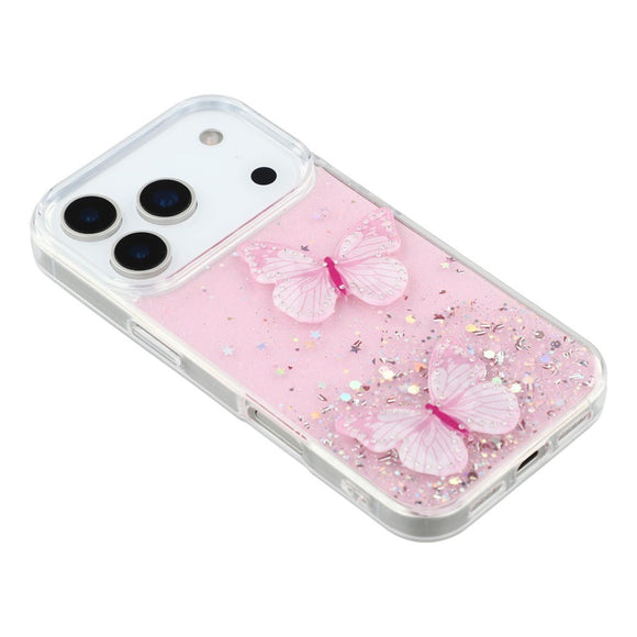 EIDERWOOD iPhone 17 Pro Max Fleksibelt Plastik Cover m. Sommerfugle - Gennemsigtig / Lyserød
