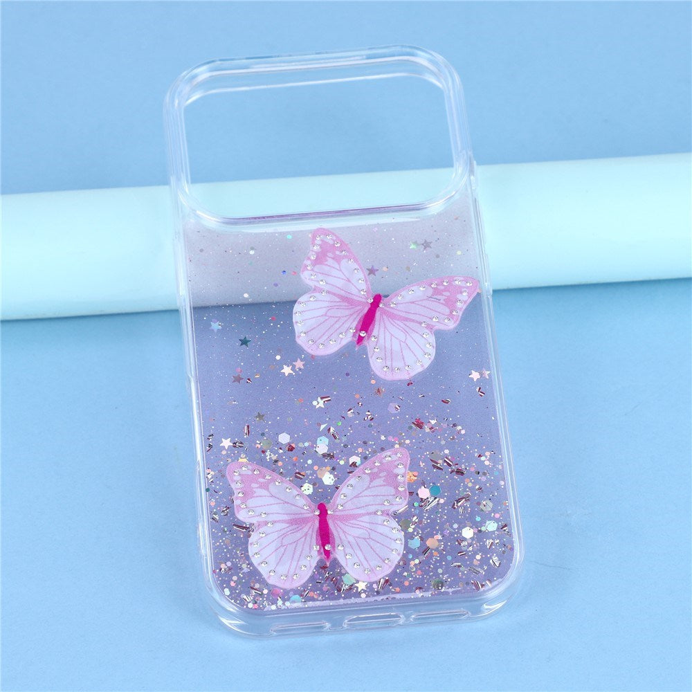 EIDERWOOD iPhone 17 Pro Max Fleksibelt Plastik Cover m. Sommerfugle - Gennemsigtig / Lyserød