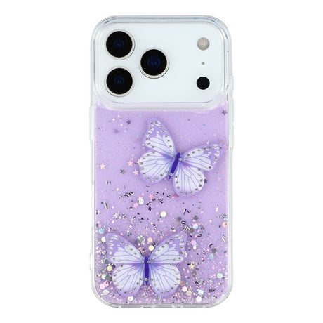 EIDERWOOD iPhone 17 Pro Max Fleksibelt Plastik Cover m. Sommerfugle - Gennemsigtig / Lilla