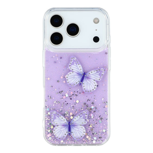 EIDERWOOD iPhone 17 Pro Max Fleksibelt Plastik Cover m. Sommerfugle - Gennemsigtig / Lilla