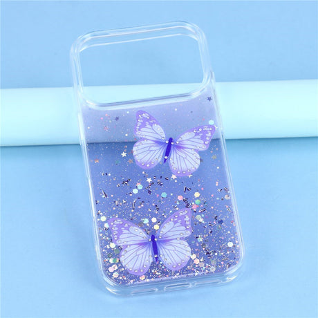 EIDERWOOD iPhone 17 Pro Max Fleksibelt Plastik Cover m. Sommerfugle - Gennemsigtig / Lilla