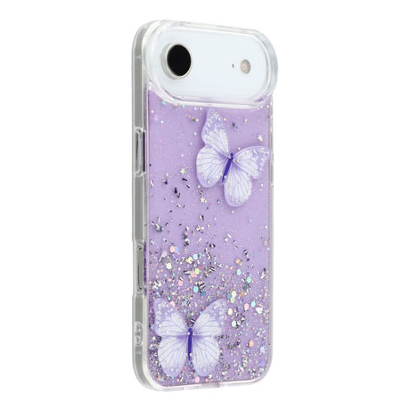 EIDERWOOD iPhone Air Fleksibelt Plastik Cover m. Sommerfugle - Gennemsigtig / Lilla