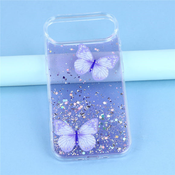 EIDERWOOD iPhone Air Fleksibelt Plastik Cover m. Sommerfugle - Gennemsigtig / Lilla