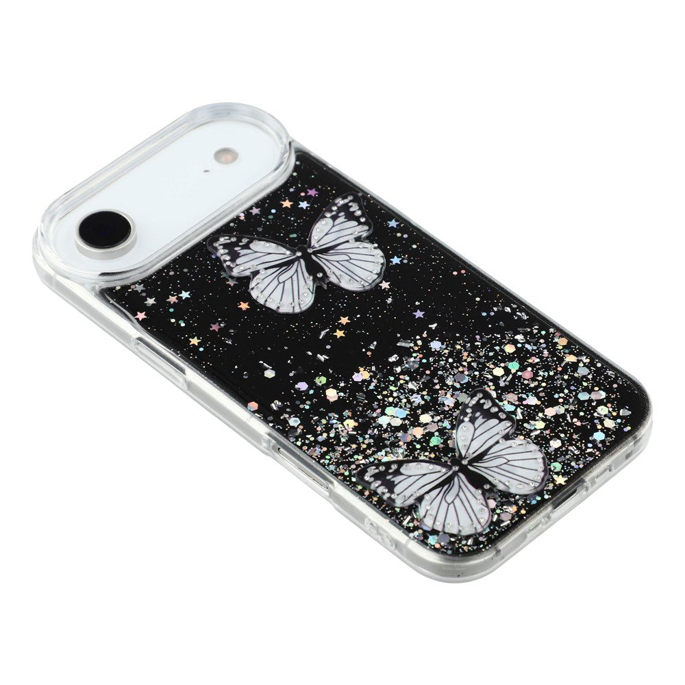 EIDERWOOD iPhone Air Fleksibelt Plastik Cover m. Sommerfugle - Gennemsigtig / Sort