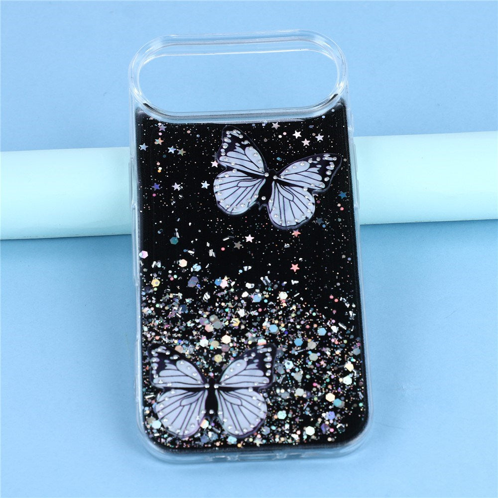 EIDERWOOD iPhone Air Fleksibelt Plastik Cover m. Sommerfugle - Gennemsigtig / Sort