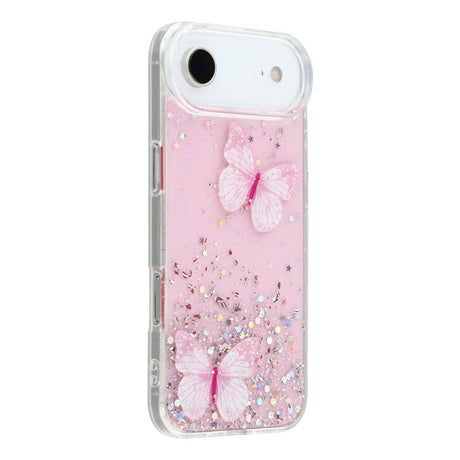EIDERWOOD iPhone Air Fleksibelt Plastik Cover m. Sommerfugle - Gennemsigtig / Lyserød